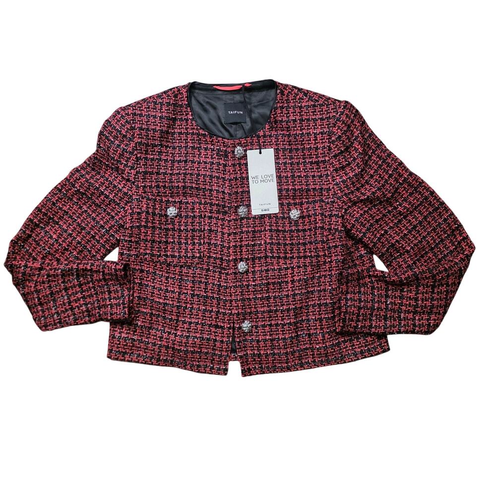 Taifun Bouclé Blazer Women’s size 8 Red Black